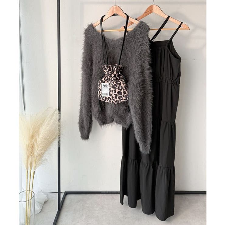 二度見の華やかさ。シャギーニット×ティアードキャミワンピースセット | Classical Elf  | 詳細画像39 