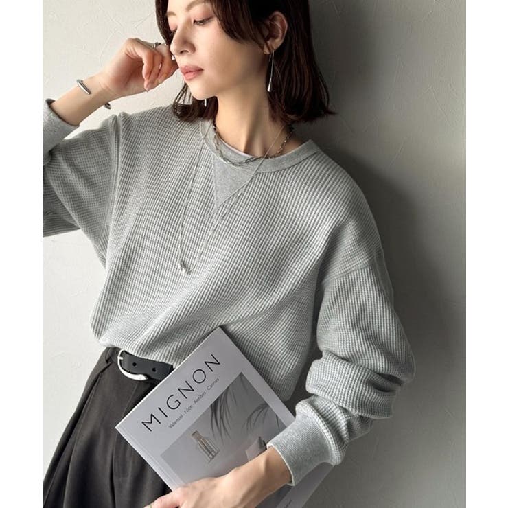 ニュアンスカラーで垢抜けお洒落♪綿100％ガゼット付きワッフルロンT（長袖） | Classical Elf  | 詳細画像9 