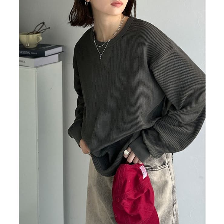 ニュアンスカラーで垢抜けお洒落♪綿100％ガゼット付きワッフルロンT（長袖） | Classical Elf  | 詳細画像15 