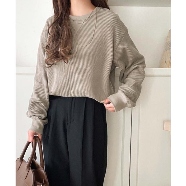 ニュアンスカラーで垢抜けお洒落♪綿100％ガゼット付きワッフルロンT（長袖） | Classical Elf  | 詳細画像26 