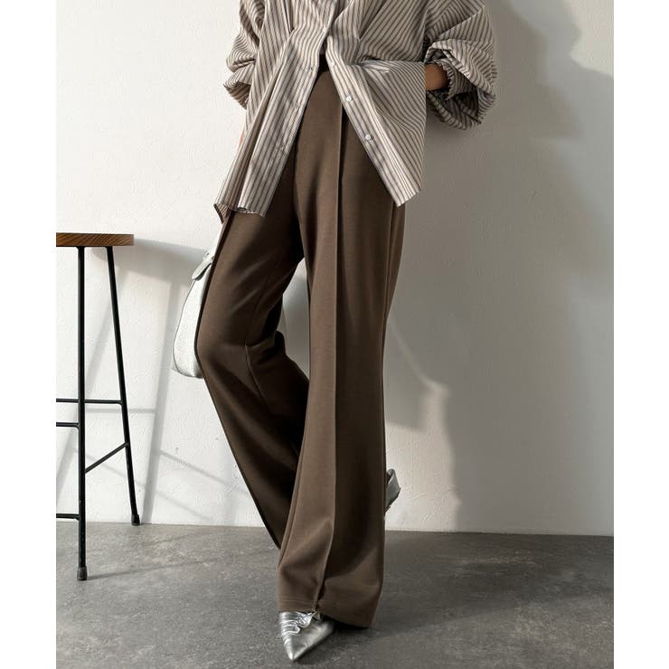 大人脚長シルエット♪ダンボール素材ピンタックフレアパンツ | Classical Elf  | 詳細画像10 