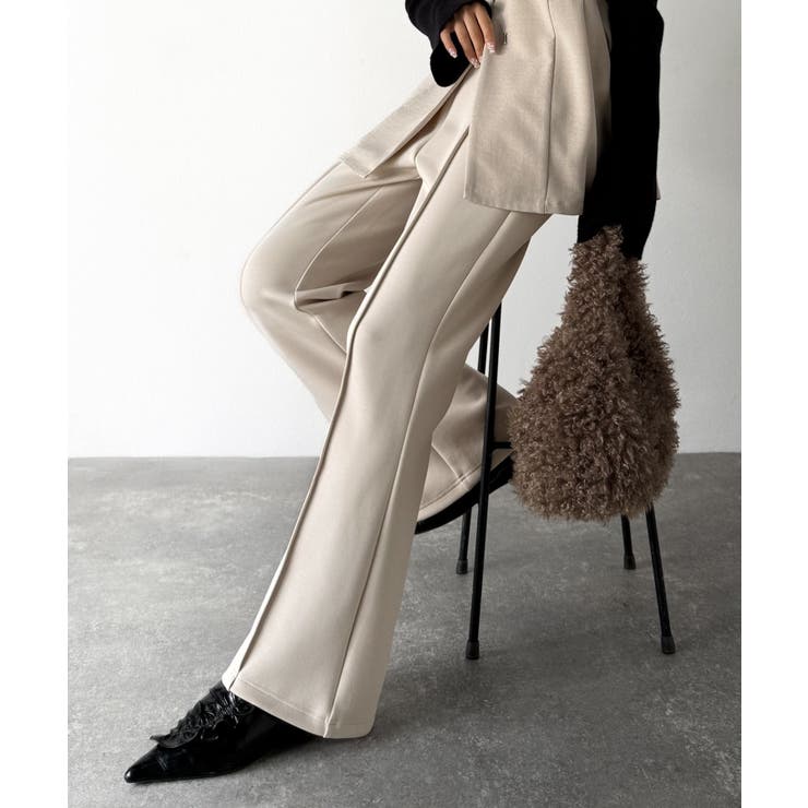 大人脚長シルエット♪ダンボール素材ピンタックフレアパンツ | Classical Elf  | 詳細画像16 