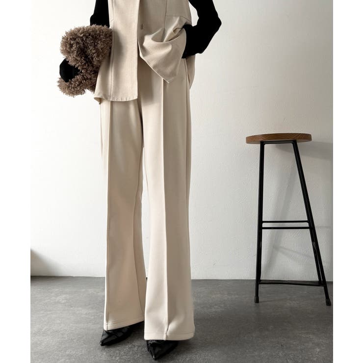 大人脚長シルエット♪ダンボール素材ピンタックフレアパンツ | Classical Elf  | 詳細画像19 