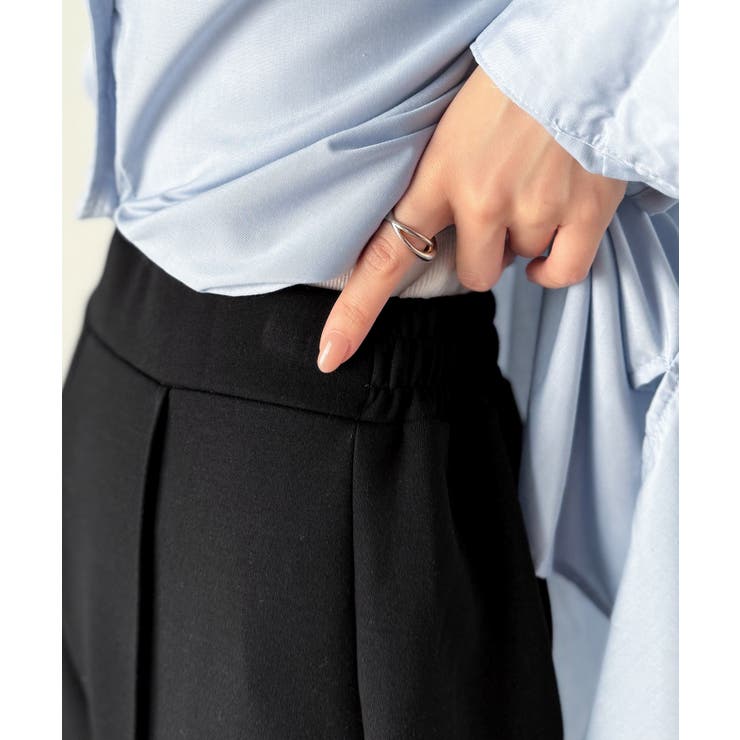 大人脚長シルエット♪ダンボール素材ピンタックフレアパンツ | Classical Elf  | 詳細画像21 