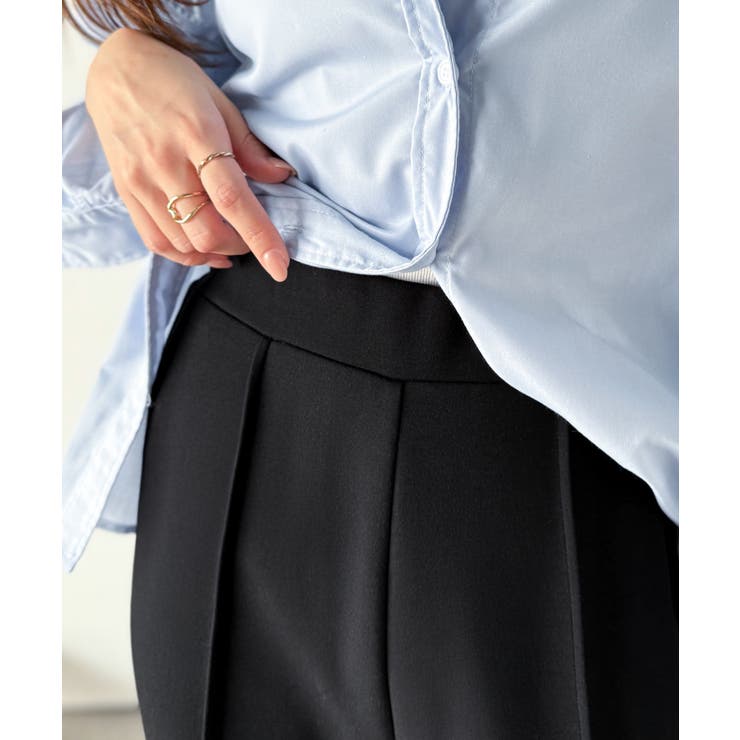 大人脚長シルエット♪ダンボール素材ピンタックフレアパンツ | Classical Elf  | 詳細画像22 