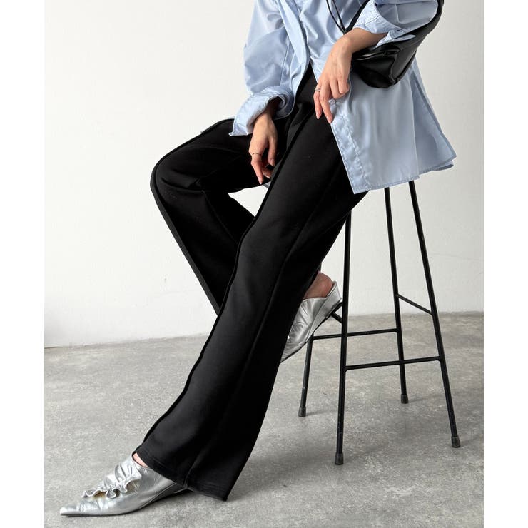 大人脚長シルエット♪ダンボール素材ピンタックフレアパンツ | Classical Elf  | 詳細画像1 