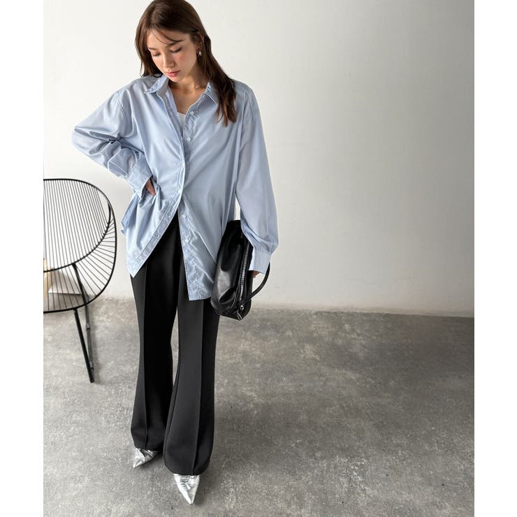 大人脚長シルエット♪ダンボール素材ピンタックフレアパンツ | Classical Elf  | 詳細画像2 