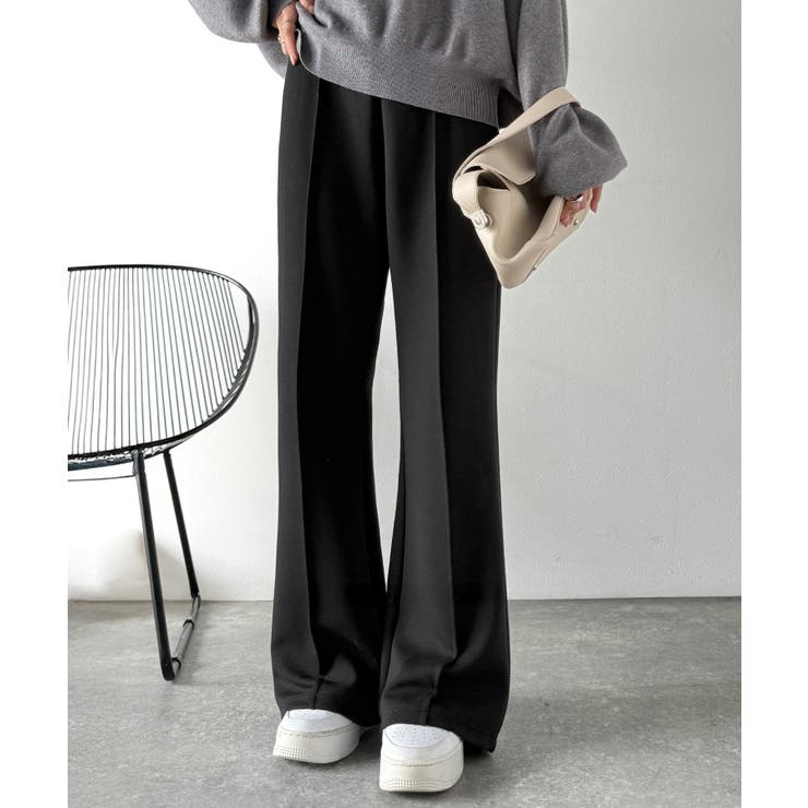 大人脚長シルエット♪ダンボール素材ピンタックフレアパンツ | Classical Elf  | 詳細画像4 