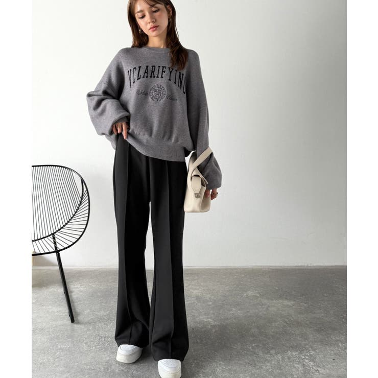 大人脚長シルエット♪ダンボール素材ピンタックフレアパンツ | Classical Elf  | 詳細画像6 