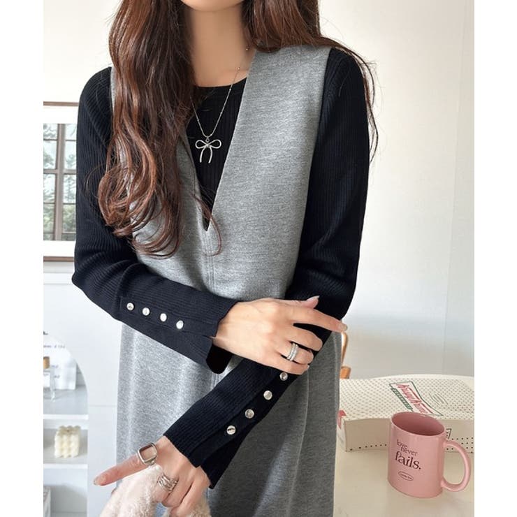 肉厚素材が気になるスタイルをカバー♪前後2wayダンボールハーフジップジャンプス… | Classical Elf  | 詳細画像13 