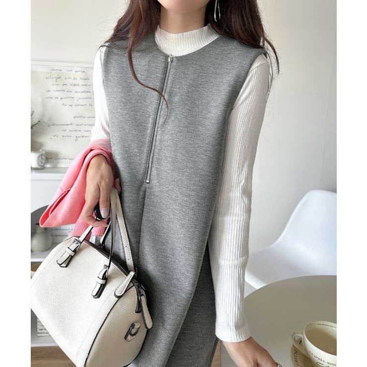 肉厚素材が気になるスタイルをカバー♪前後2wayダンボールハーフジップジャンプス… | Classical Elf  | 詳細画像17 