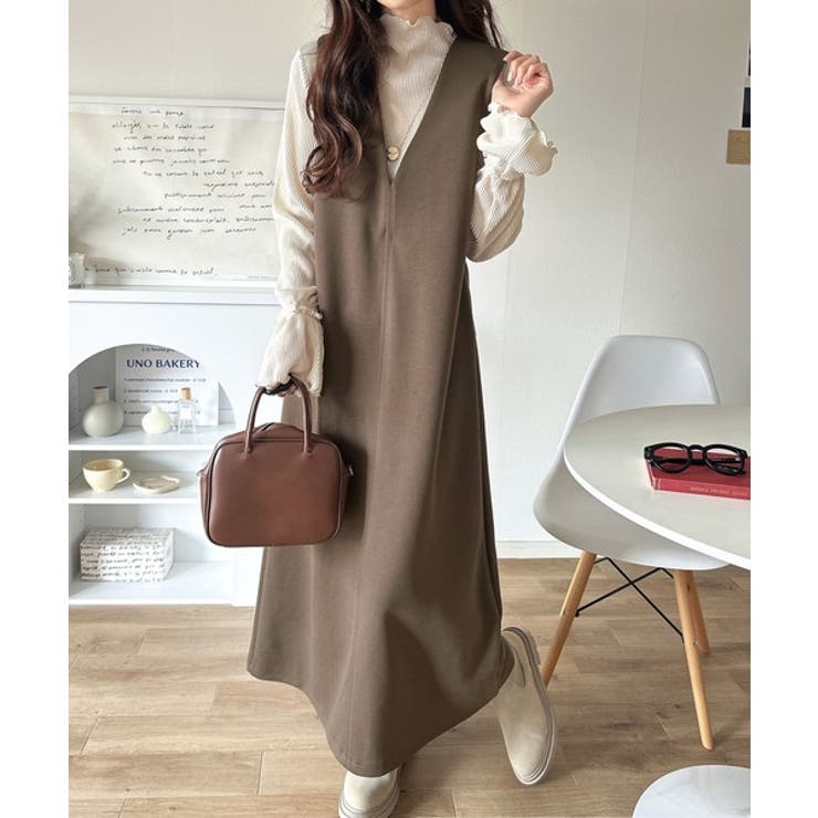 肉厚素材が気になるスタイルをカバー♪前後2wayダンボールハーフジップジャンプス… | Classical Elf  | 詳細画像22 