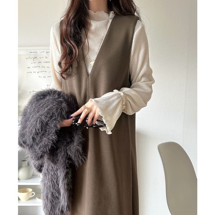 肉厚素材が気になるスタイルをカバー♪前後2wayダンボールハーフジップジャンプス… | Classical Elf  | 詳細画像23 