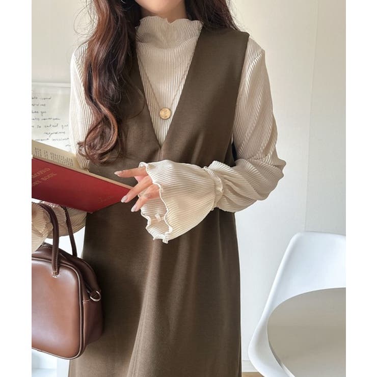 ブラウン | 肉厚素材が気になるスタイルをカバー♪前後2wayダンボールハーフジップジャンプス… | Classical Elf 