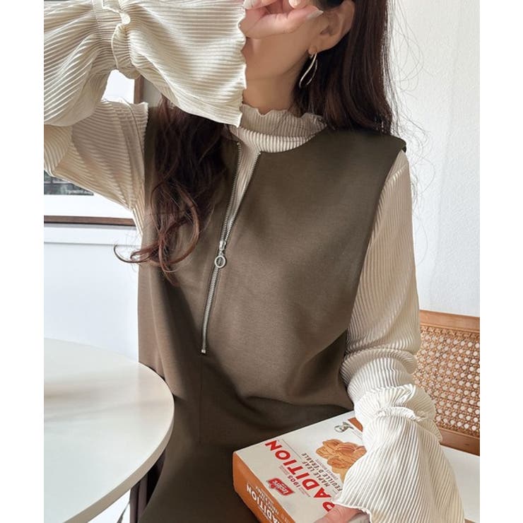 肉厚素材が気になるスタイルをカバー♪前後2wayダンボールハーフジップ