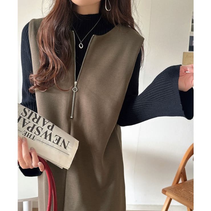 肉厚素材が気になるスタイルをカバー♪前後2wayダンボールハーフジップ