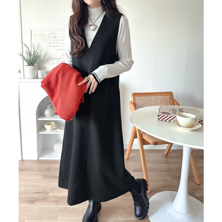 肉厚素材が気になるスタイルをカバー♪前後2wayダンボールハーフジップジャンプス… | Classical Elf  | 詳細画像2 