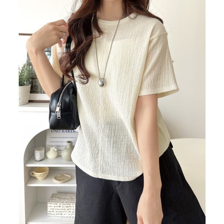 軽やか涼感、さらり抜け感。楊柳ベーシックTシャツ(半袖)[品番