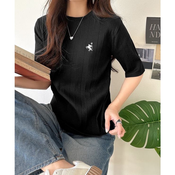 品よく、すっと、毎日に馴染む。オーガニックコットンランダムリブ胸元刺繍Tシャツ（… | Classical Elf  | 詳細画像15 