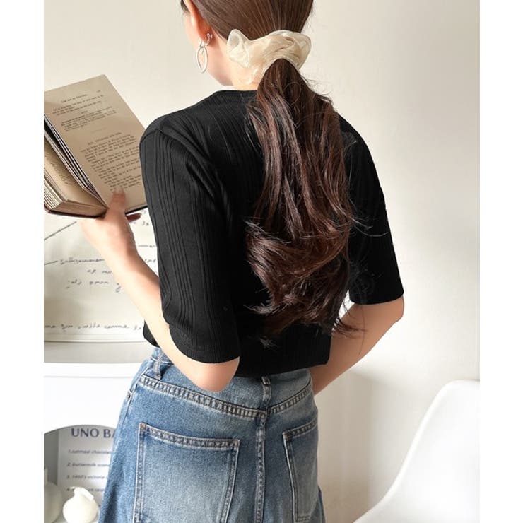 品よく、すっと、毎日に馴染む。オーガニックコットンランダムリブ胸元刺繍Tシャツ（… | Classical Elf  | 詳細画像18 