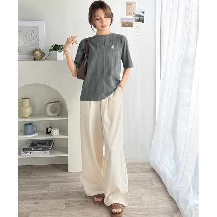 品よく、すっと、毎日に馴染む。オーガニックコットンランダムリブ胸元刺繍Tシャツ（… | Classical Elf  | 詳細画像30 