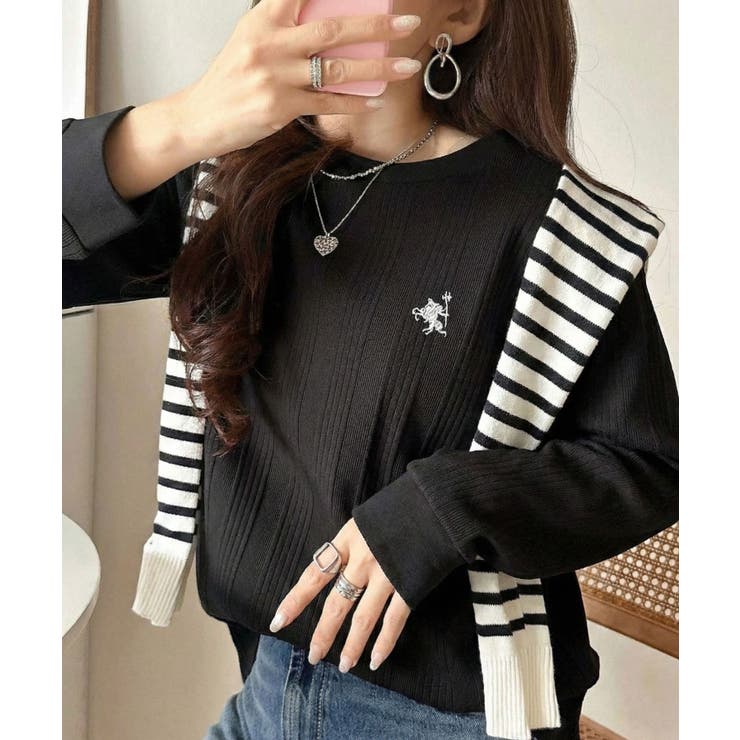 ブラック | 着るだけ、モチベUP！抜群の着回し力で毎日に寄り添う♪オーガニックランダムテレコ… | Classical Elf 