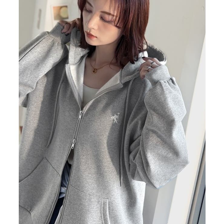 羽織って暖か、さらりと洒落感。胸元ワンポイント刺繍裏起毛ダブルジップパーカー | Classical Elf  | 詳細画像10 