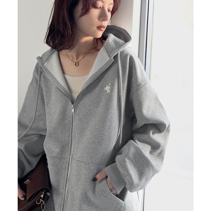 羽織って暖か、さらりと洒落感。胸元ワンポイント刺繍裏起毛ダブルジップパーカー | Classical Elf  | 詳細画像12 