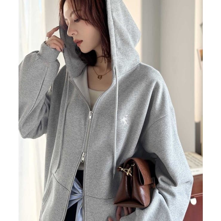 羽織って暖か、さらりと洒落感。胸元ワンポイント刺繍裏起毛ダブルジップパーカー | Classical Elf  | 詳細画像13 