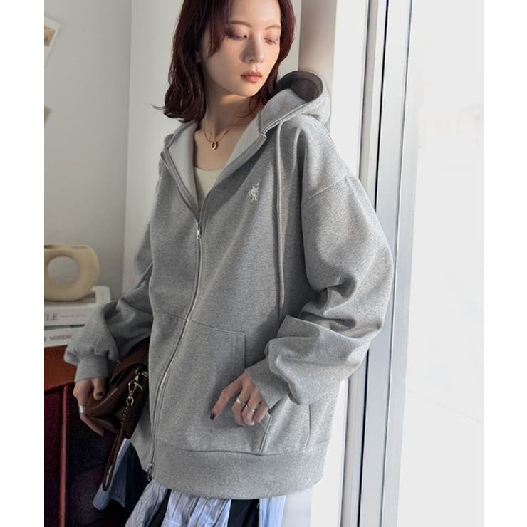 羽織って暖か、さらりと洒落感。胸元ワンポイント刺繍裏起毛ダブルジップパーカー | Classical Elf  | 詳細画像15 