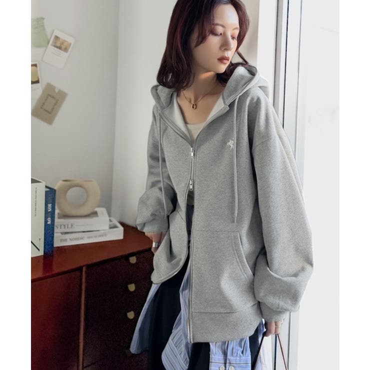 羽織って暖か、さらりと洒落感。胸元ワンポイント刺繍裏起毛ダブルジップパーカー | Classical Elf  | 詳細画像16 