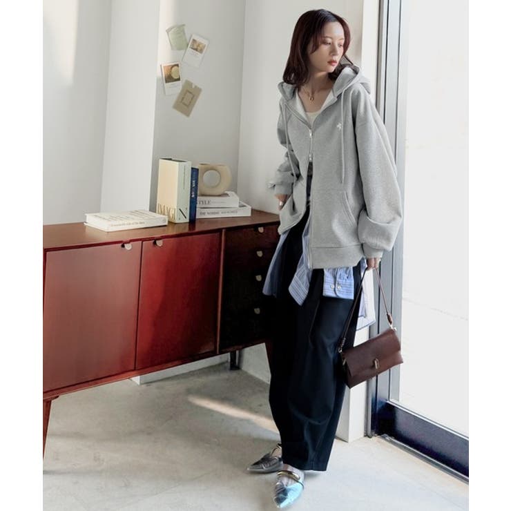 羽織って暖か、さらりと洒落感。胸元ワンポイント刺繍裏起毛ダブルジップパーカー | Classical Elf  | 詳細画像18 