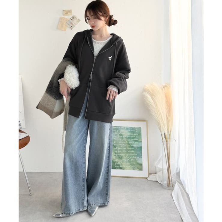 羽織って暖か、さらりと洒落感。胸元ワンポイント刺繍裏起毛ダブルジップパーカー | Classical Elf  | 詳細画像26 