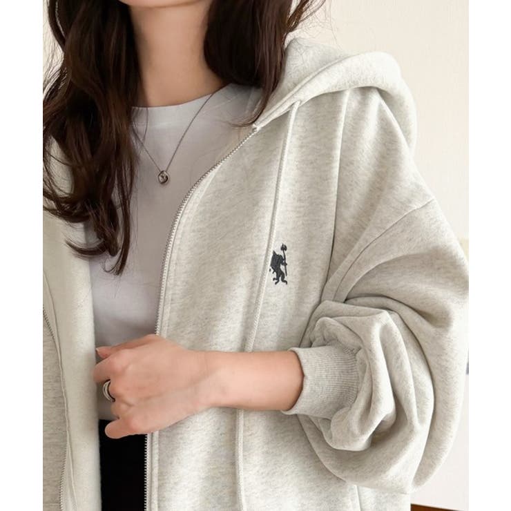 羽織って暖か、さらりと洒落感。胸元ワンポイント刺繍裏起毛ダブルジップパーカー | Classical Elf  | 詳細画像29 