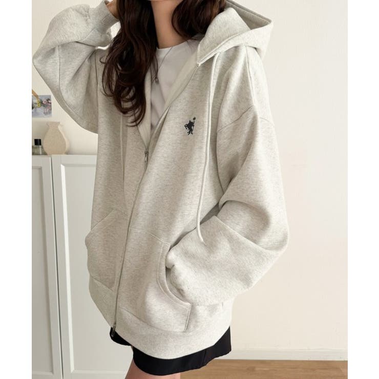 羽織って暖か、さらりと洒落感。胸元ワンポイント刺繍裏起毛ダブルジップパーカー | Classical Elf  | 詳細画像32 