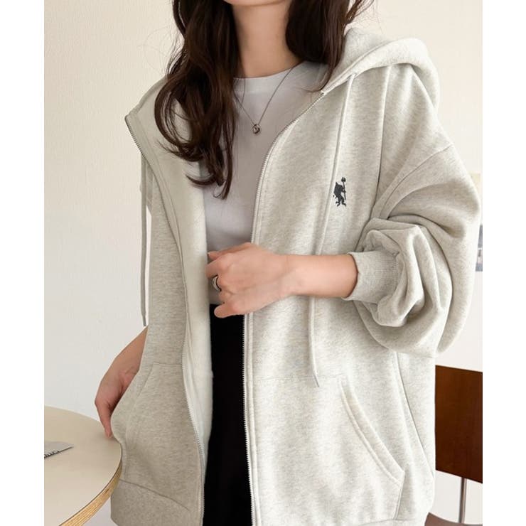 羽織って暖か、さらりと洒落感。胸元ワンポイント刺繍裏起毛ダブルジップパーカー | Classical Elf  | 詳細画像34 