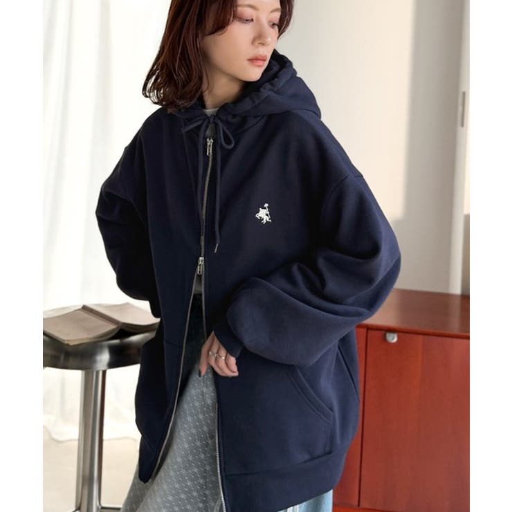 羽織って暖か、さらりと洒落感。胸元ワンポイント刺繍裏起毛ダブルジップパーカー | Classical Elf  | 詳細画像37 