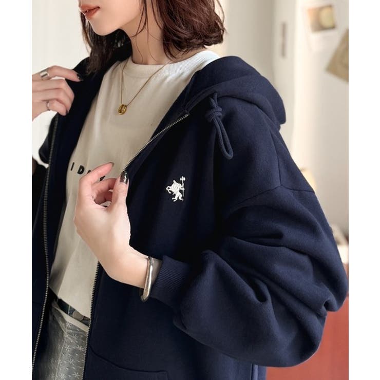 羽織って暖か、さらりと洒落感。胸元ワンポイント刺繍裏起毛ダブルジップパーカー | Classical Elf  | 詳細画像38 