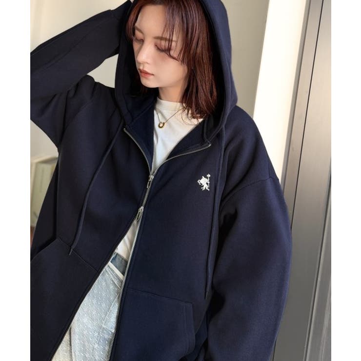 羽織って暖か、さらりと洒落感。胸元ワンポイント刺繍裏起毛ダブルジップパーカー | Classical Elf  | 詳細画像39 