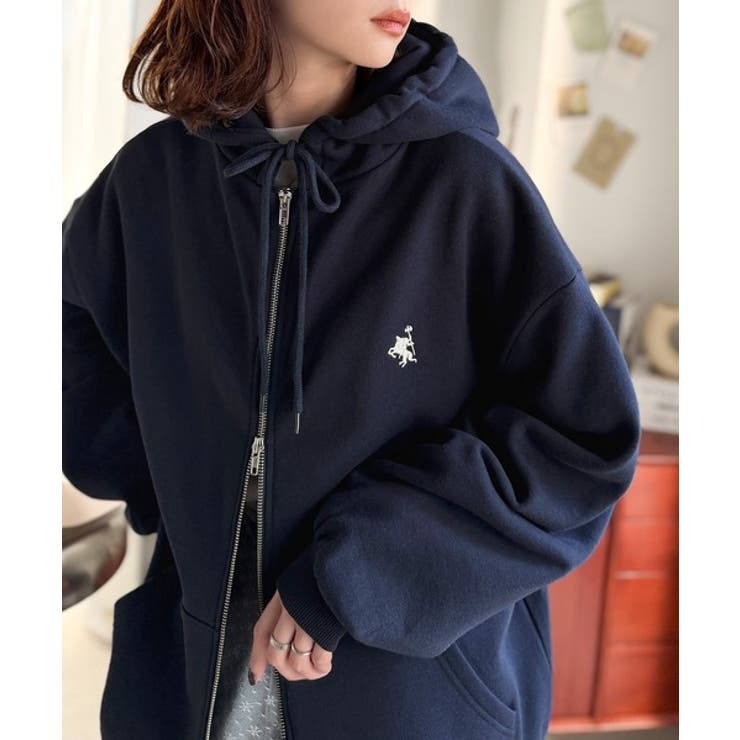 羽織って暖か、さらりと洒落感。胸元ワンポイント刺繍裏起毛ダブルジップパーカー | Classical Elf  | 詳細画像40 