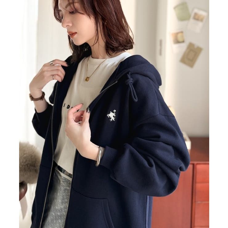 羽織って暖か、さらりと洒落感。胸元ワンポイント刺繍裏起毛ダブルジップパーカー | Classical Elf  | 詳細画像42 