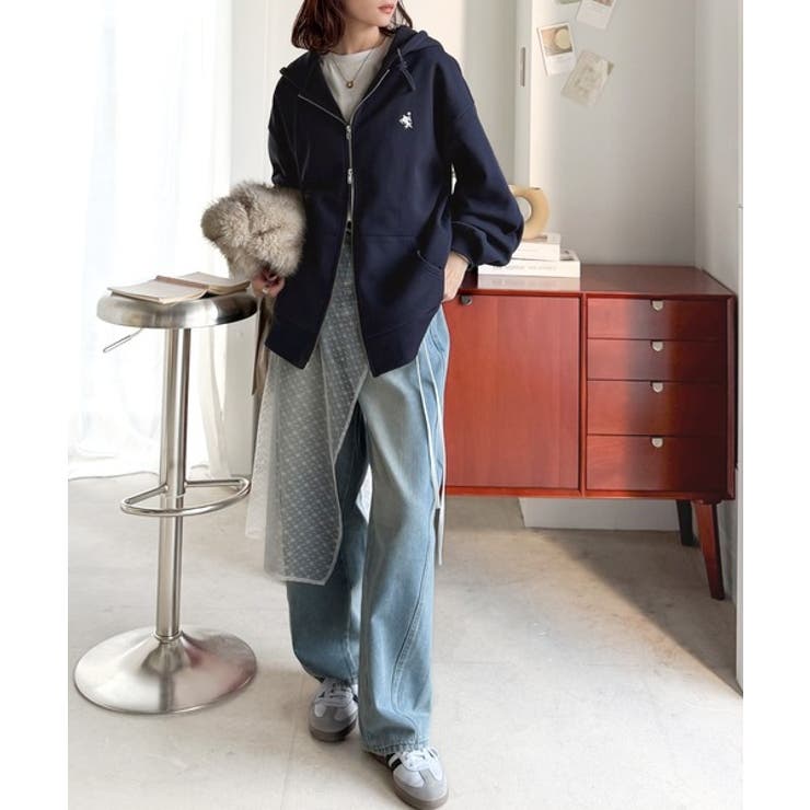 羽織って暖か、さらりと洒落感。胸元ワンポイント刺繍裏起毛ダブルジップパーカー | Classical Elf  | 詳細画像43 