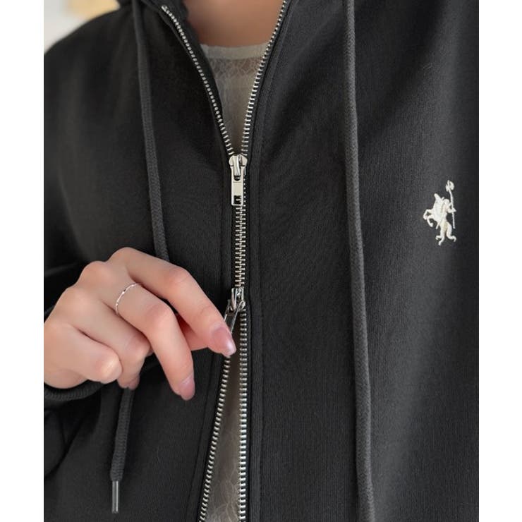 羽織って暖か、さらりと洒落感。胸元ワンポイント刺繍裏起毛ダブルジップパーカー | Classical Elf  | 詳細画像46 