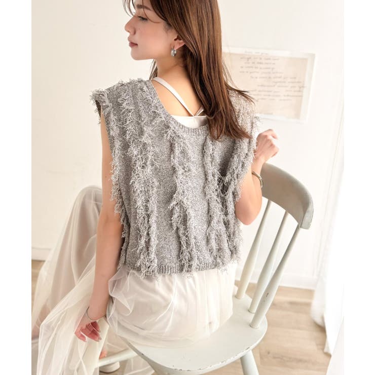 ヘルシーな肌見せで、あざと魅せ。フリンジニット×フレアーチュールワンピースセット… | Classical Elf  | 詳細画像18 