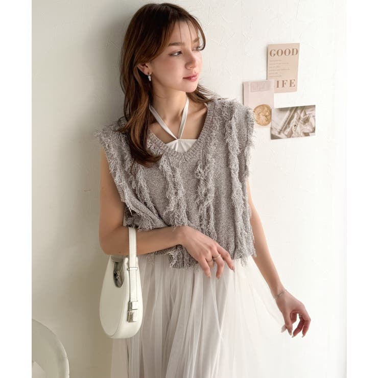 ヘルシーな肌見せで、あざと魅せ。フリンジニット×フレアーチュールワンピースセット… | Classical Elf  | 詳細画像19 