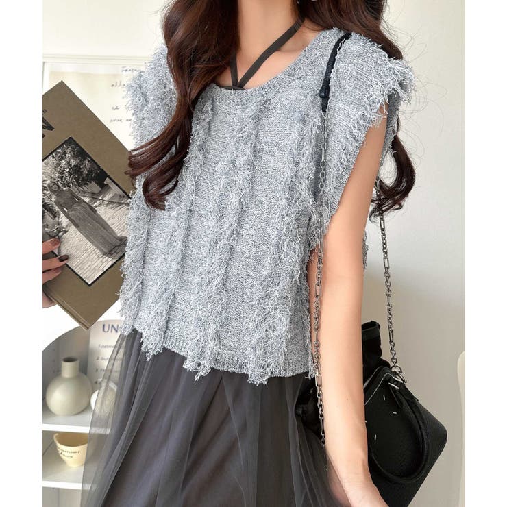 ヘルシーな肌見せで、あざと魅せ。フリンジニット×フレアーチュールワンピースセット… | Classical Elf  | 詳細画像35 