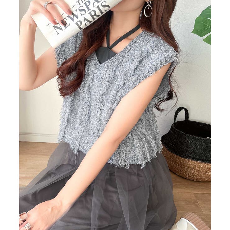 ヘルシーな肌見せで、あざと魅せ。フリンジニット×フレアーチュールワンピースセット… | Classical Elf  | 詳細画像39 