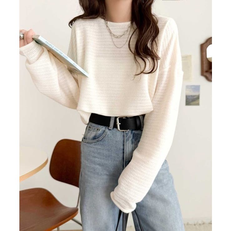 品のある透け感で、さりげない存在感を♪レーシージャガードドルマントップス(長袖) | Classical Elf  | 詳細画像5 