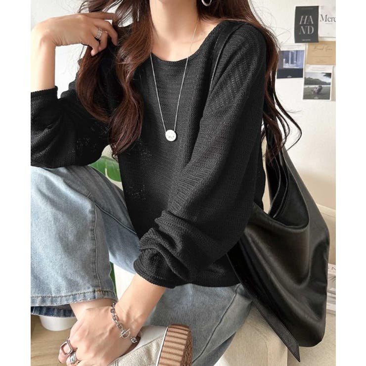 品のある透け感で、さりげない存在感を♪レーシージャガードドルマントップス(長袖) | Classical Elf  | 詳細画像13 