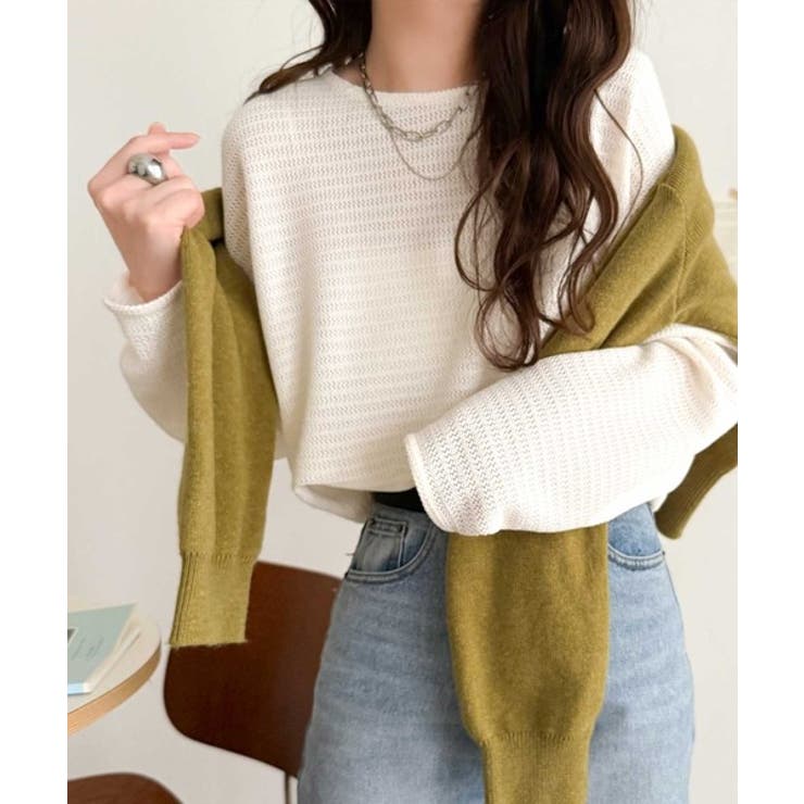 品のある透け感で、さりげない存在感を♪レーシージャガードドルマントップス(長袖) | Classical Elf  | 詳細画像2 